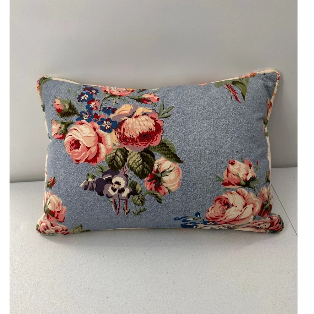 Handmade Mermaid Accent Pillow Embroidered Shells Floral 20x13 Coastal Decor